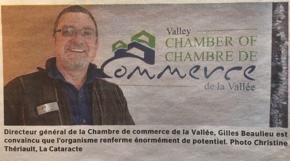 GILLES BEAULIEU VISE HAUT POUR LA CHAMBRE DE COMMERCE DE LA VALLÉE (French ONLY)